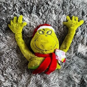 Ruz Dr. Seuss The Grinch Tree Hugger with Santa Hat and Scarf Flexible Arms New